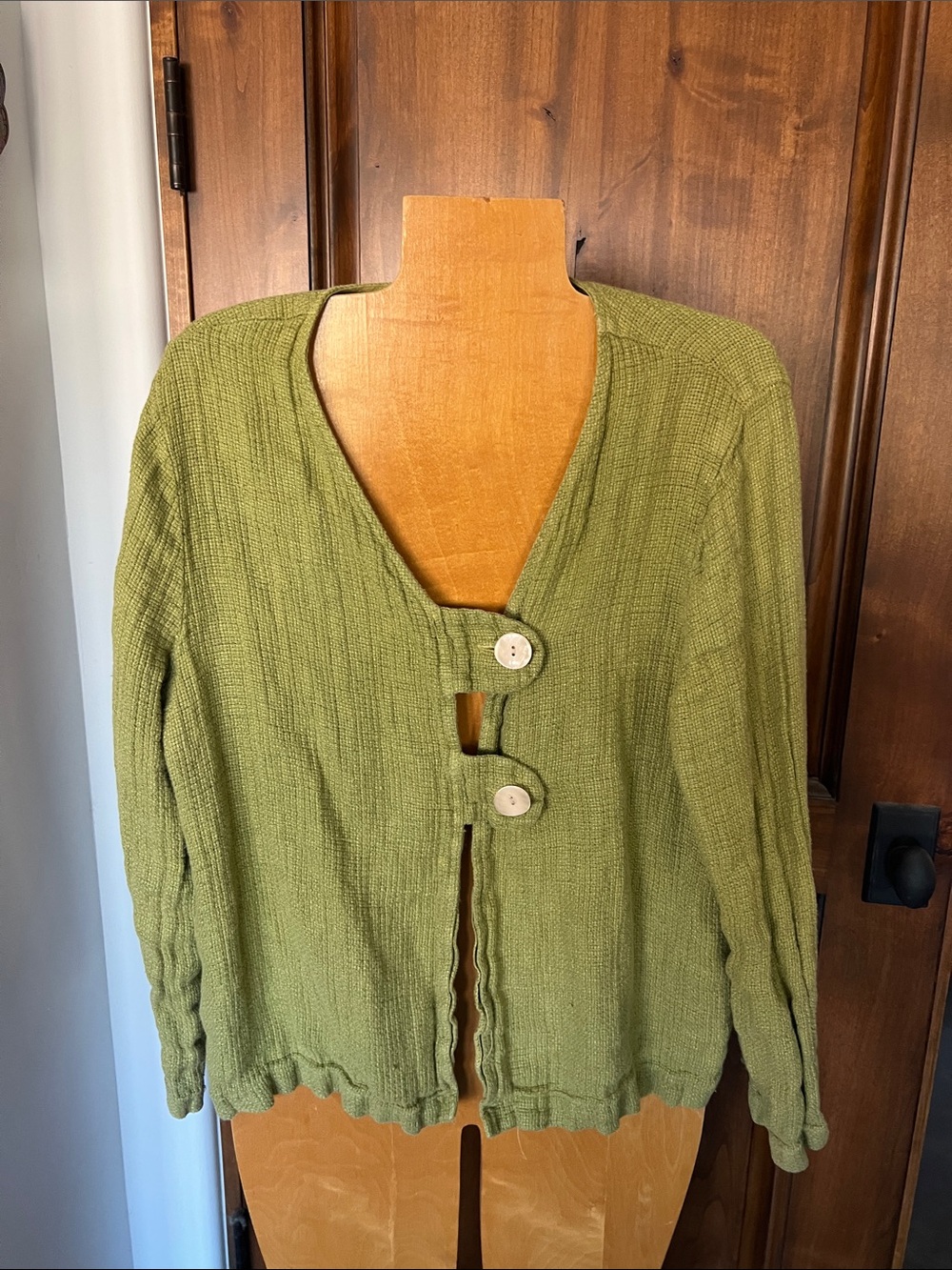 Willow boutique brand green linen jacket topper throw on size large
